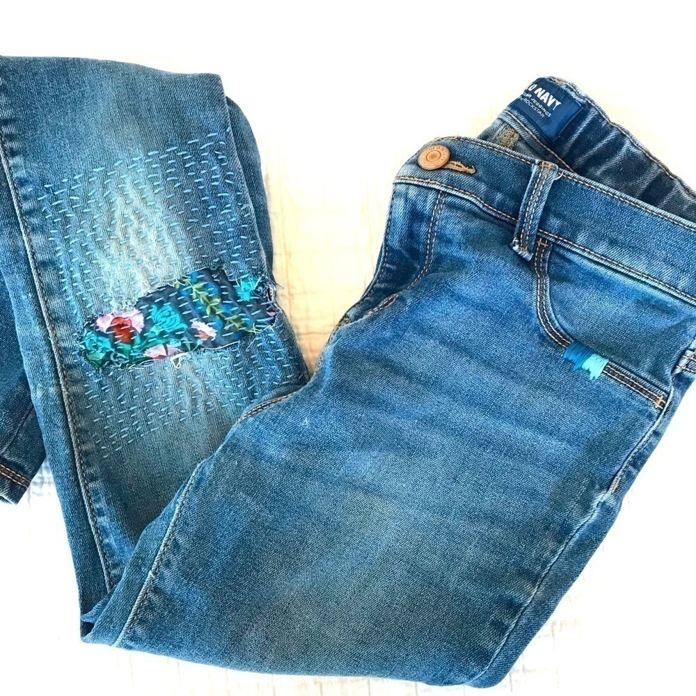 CUSTOM Sashiko jeans. One of a kind. ❤️🤍🌊